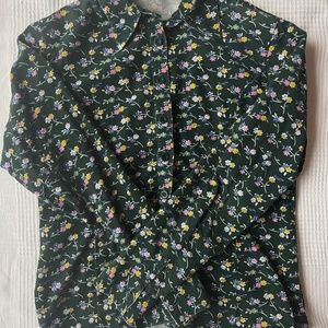 Vintage Corduroy Floral Button-Up